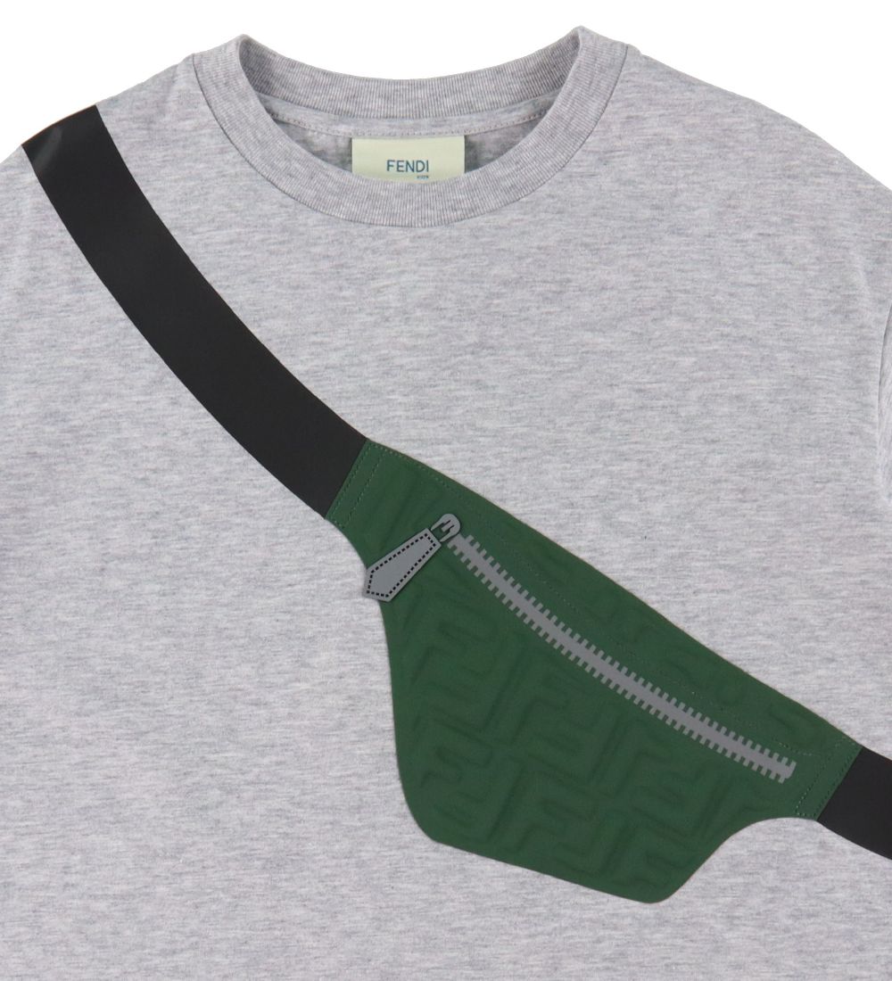 Fendi T-Shirt - Gråmeleret m. Tryk