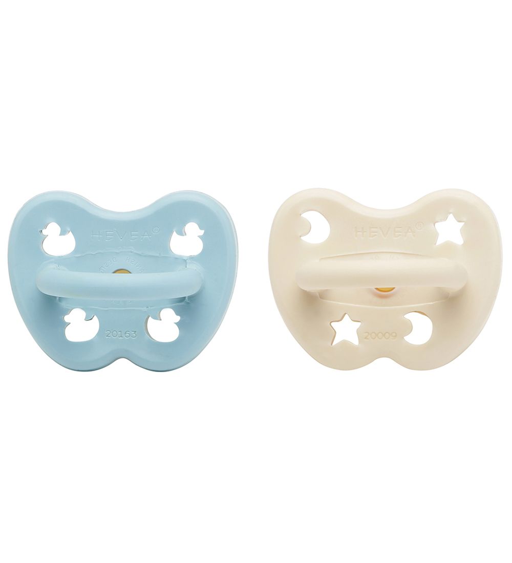 Hevea Sutter - 0-3 mdr - 2-pak - Naturgummi - Baby Blue/Milky Wh