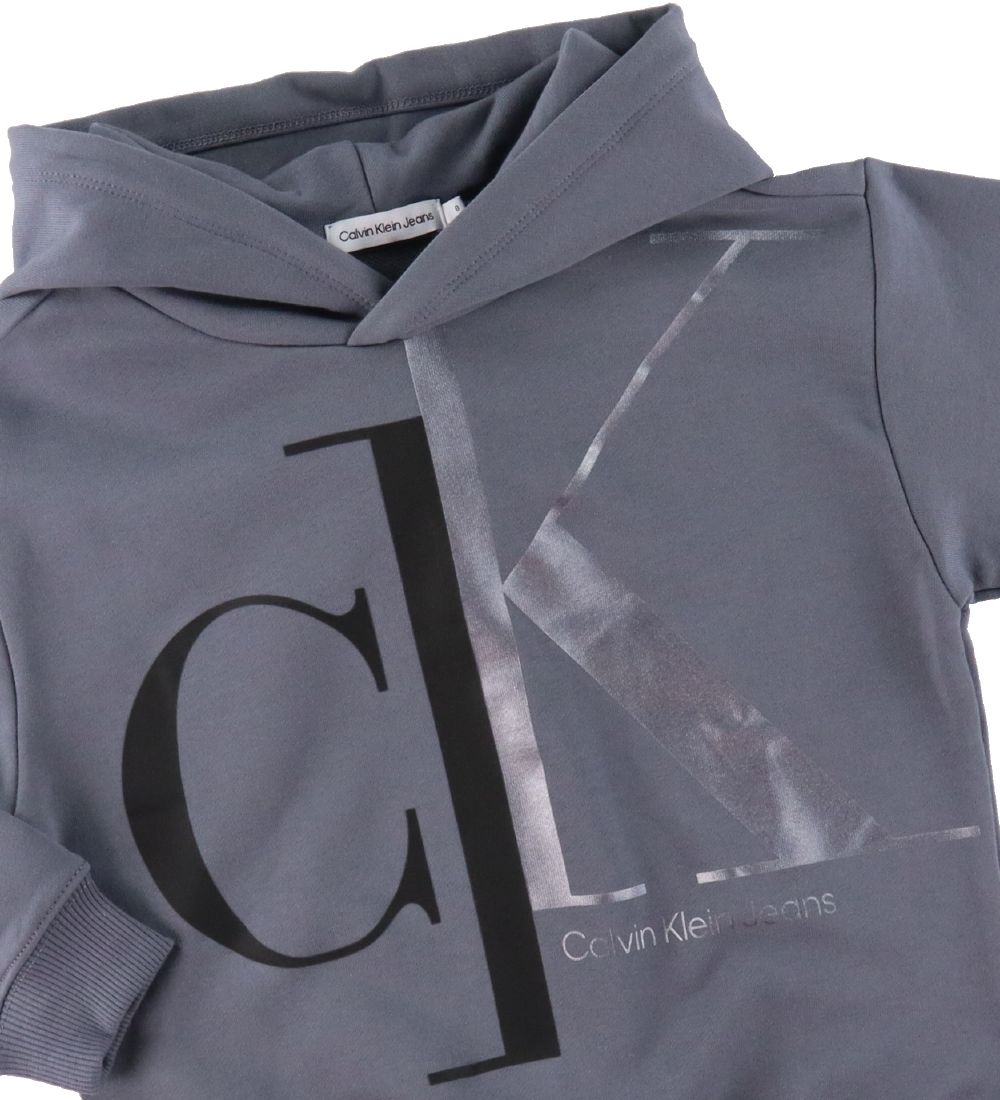 Calvin Klein Hættetrøje - Relaxed - Mixed Monogram - Asphalt Gre