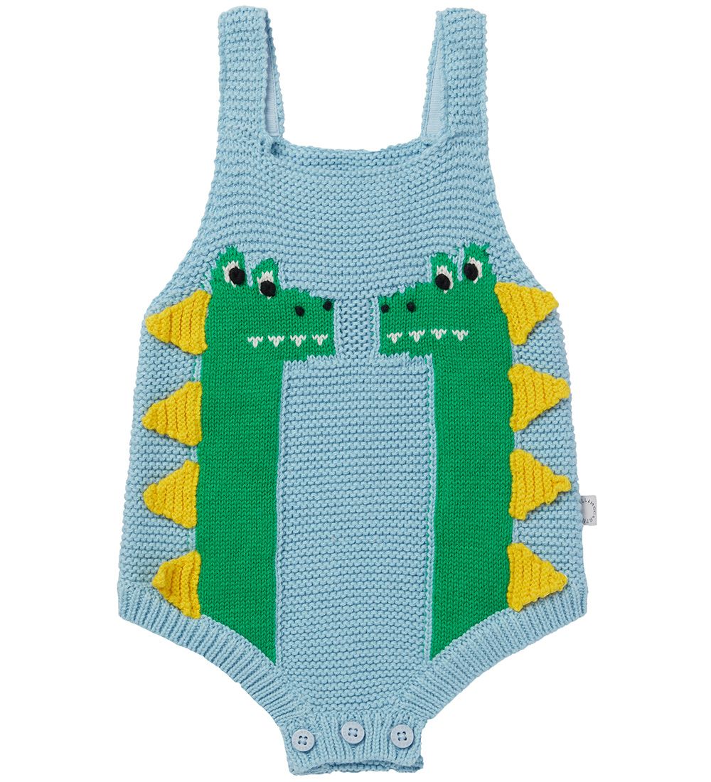 Stella McCartney Kids Body u/æ - Strik - Lyseblå m. Dinoer
