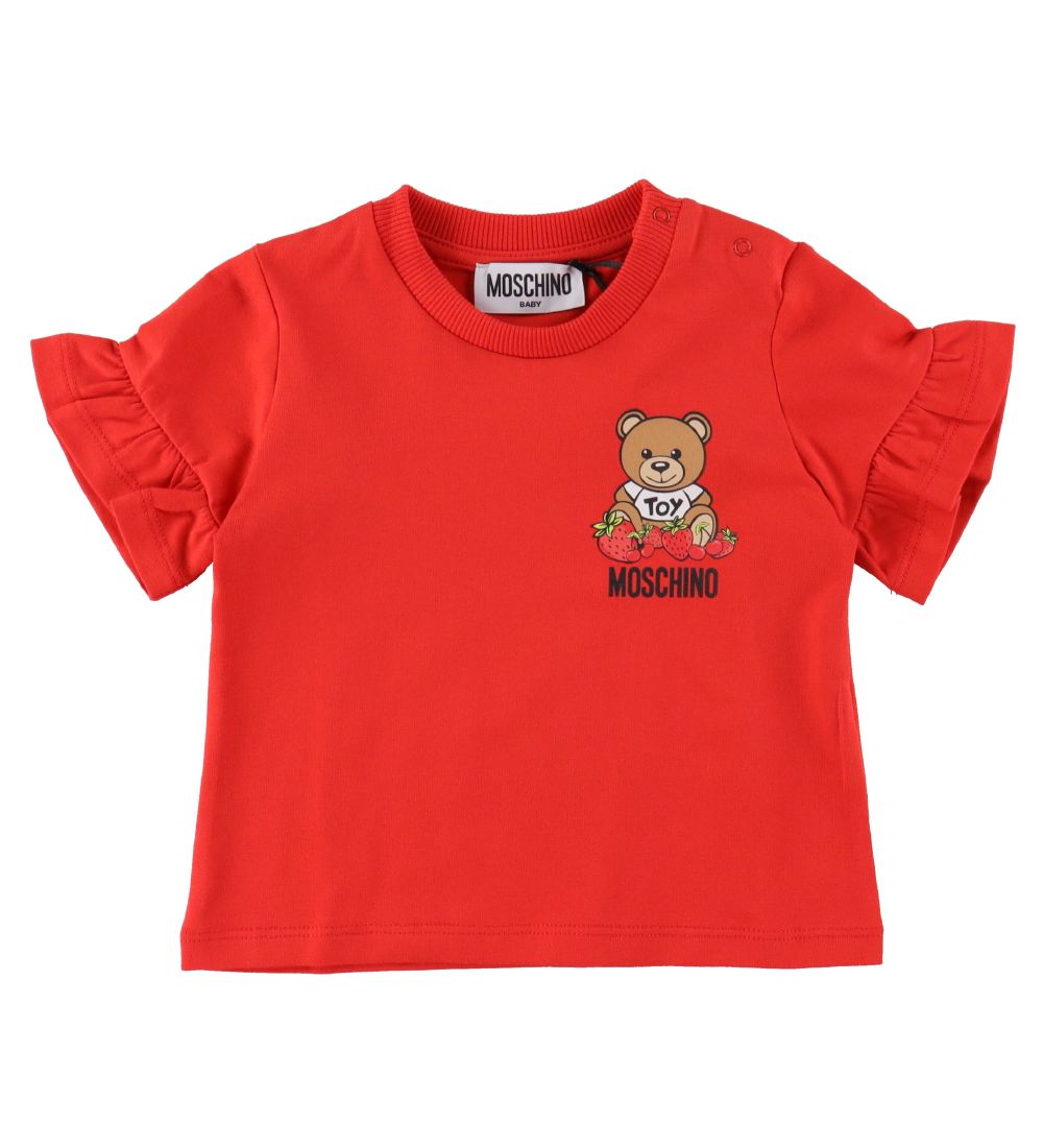 Moschino Sæt - T-Shirt/Leggings - Rød/Hvid m. Bær