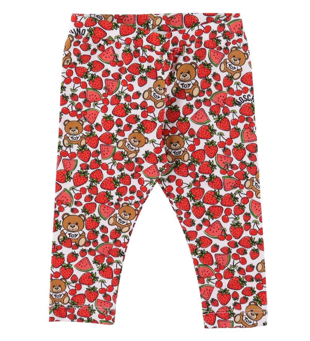 Moschino Sæt - T-Shirt/Leggings - Rød/Hvid m. Bær