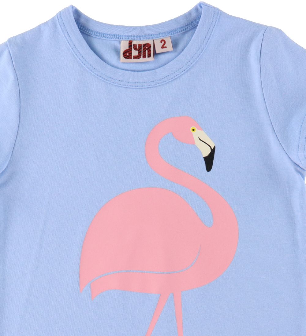 DYR T-Shirt - Wildlife T - Pastel Blue m. Flamingo