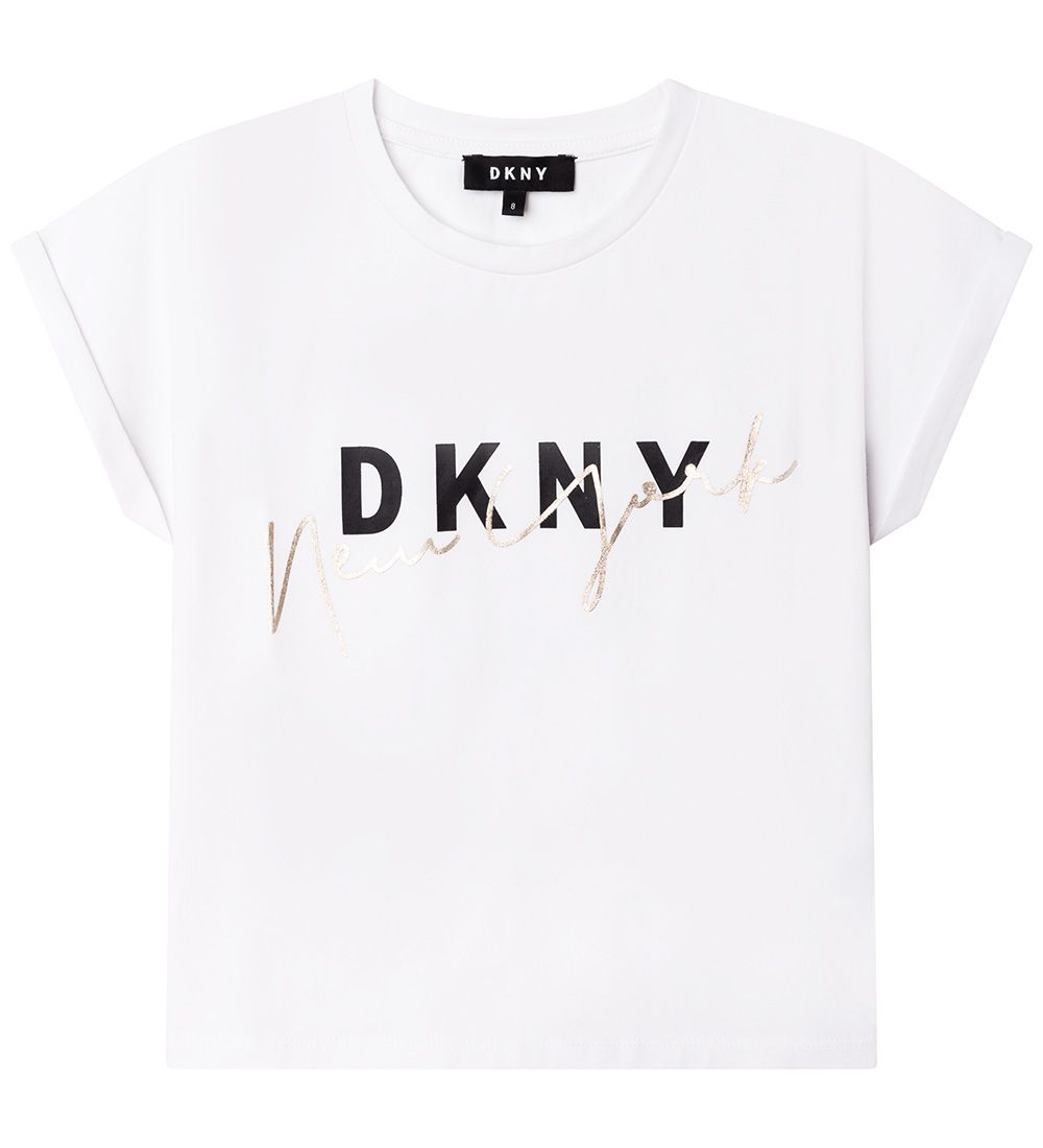 DKNY T-shirt - Hvid m. Sort/Guld