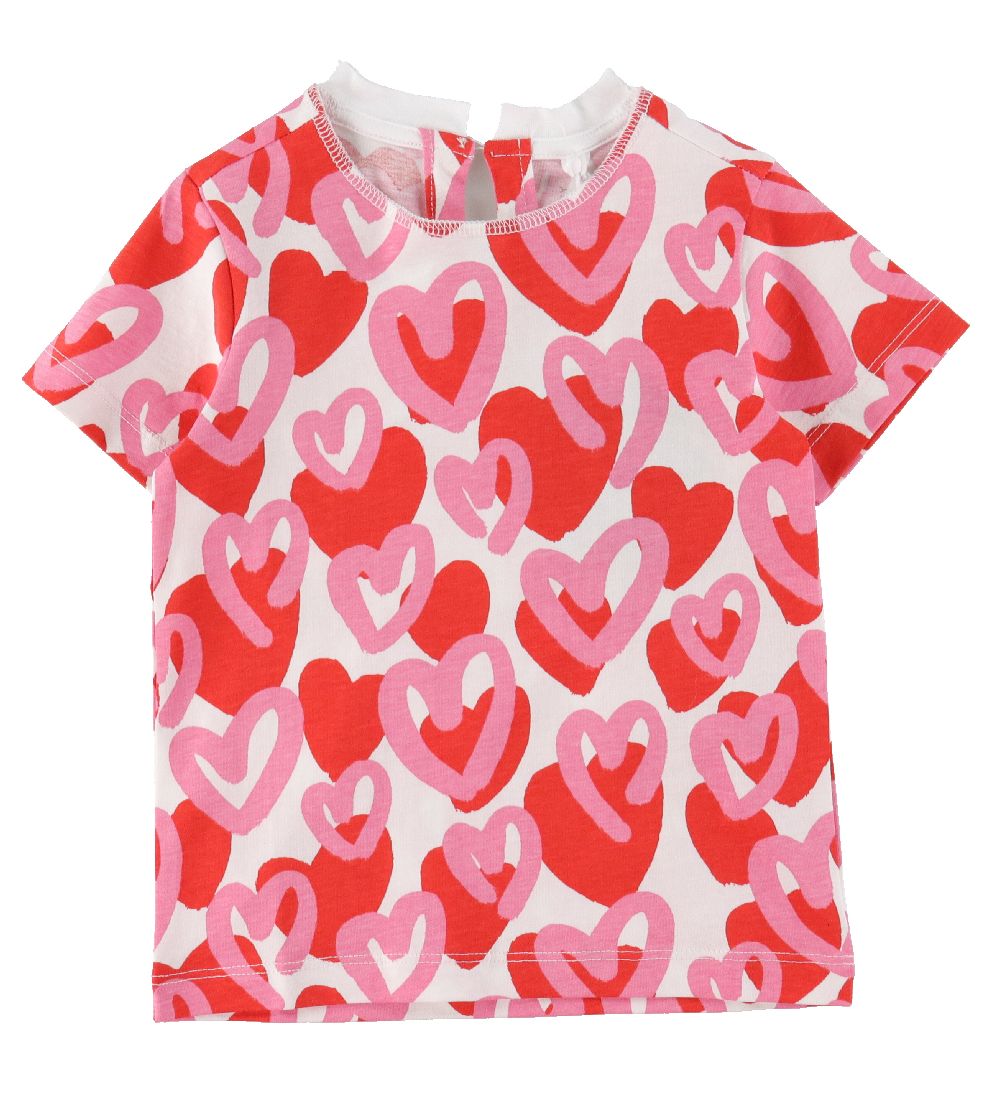 Stella McCartney Kids T-shirt - Hvid/Rød m. Hjerter