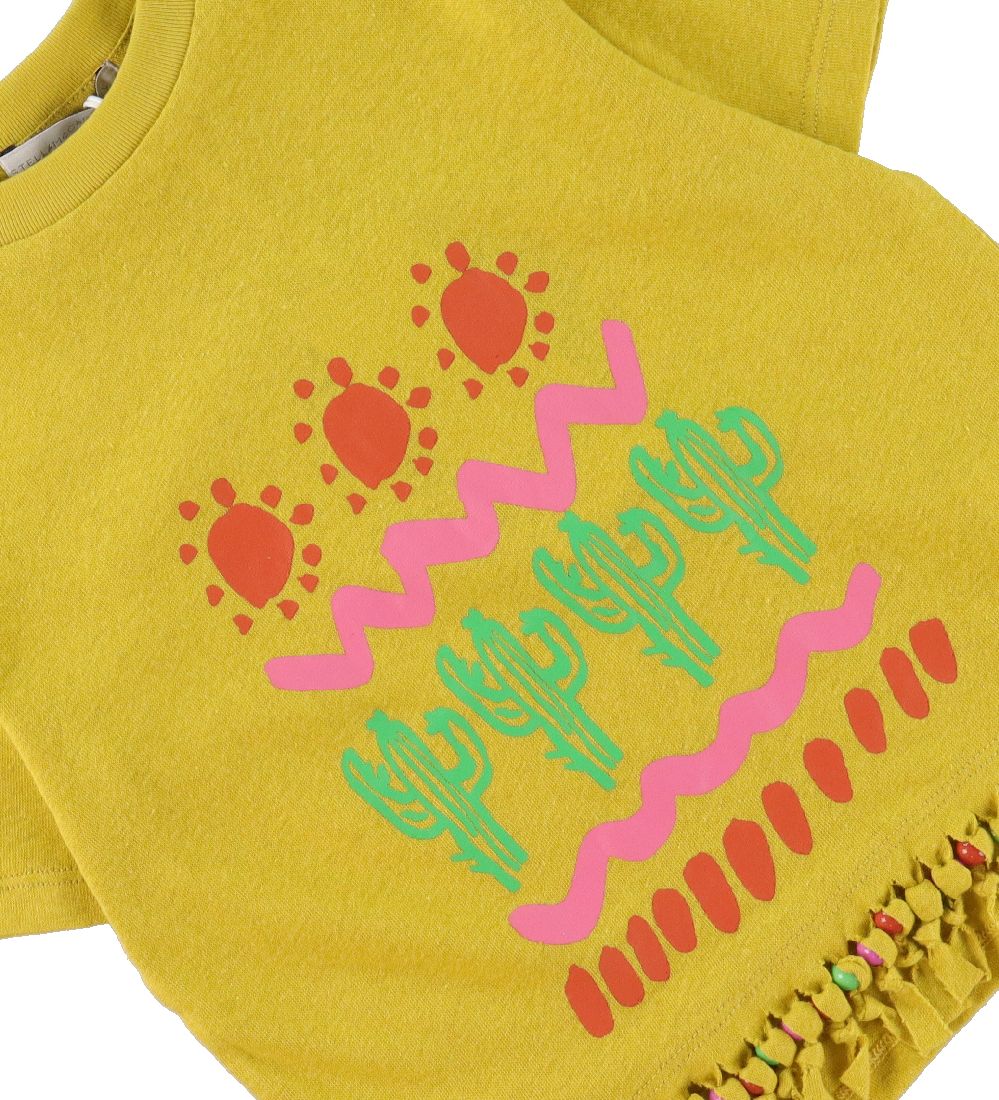 Stella McCartney Kids T-shirt - Karrygul m. print/Frynser
