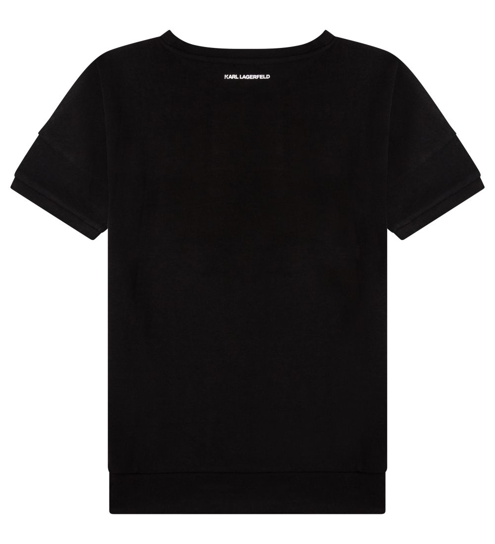 Karl Lagerfeld Kjole - Fire - Sort m. Tekst