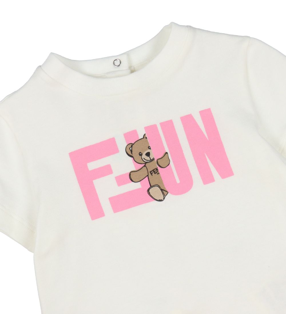 Fendi T-shirt - Hvid m. Rosa/Bamse