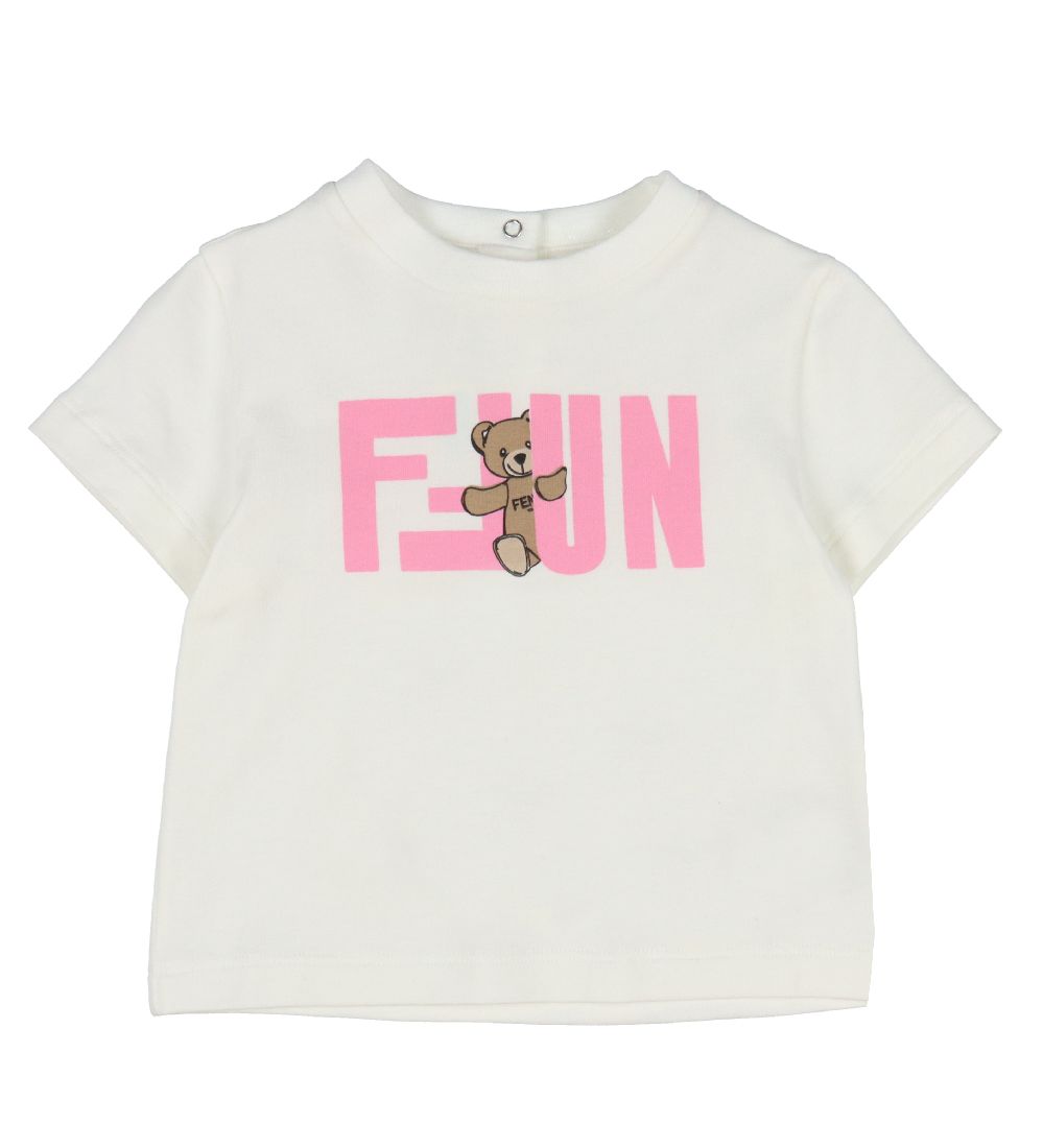 Fendi T-shirt - Hvid m. Rosa/Bamse