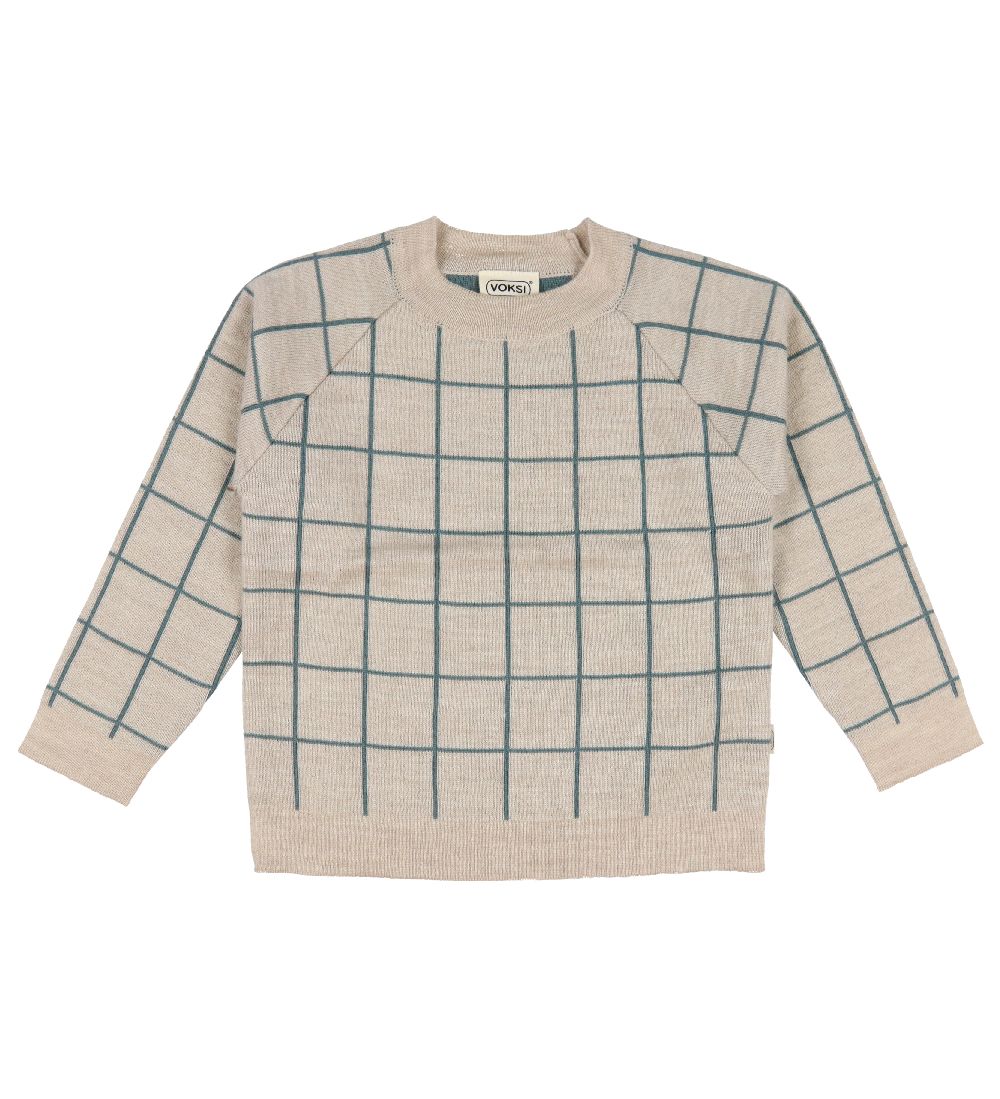 Voksi Bluse - Uld - Melange Sand Green m. Tern