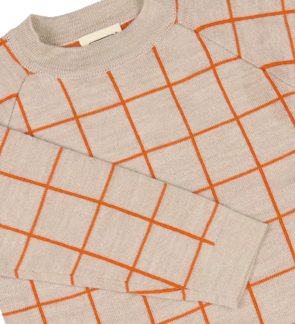 Voksi Bluse - Uld - Melange Sand m. Tern