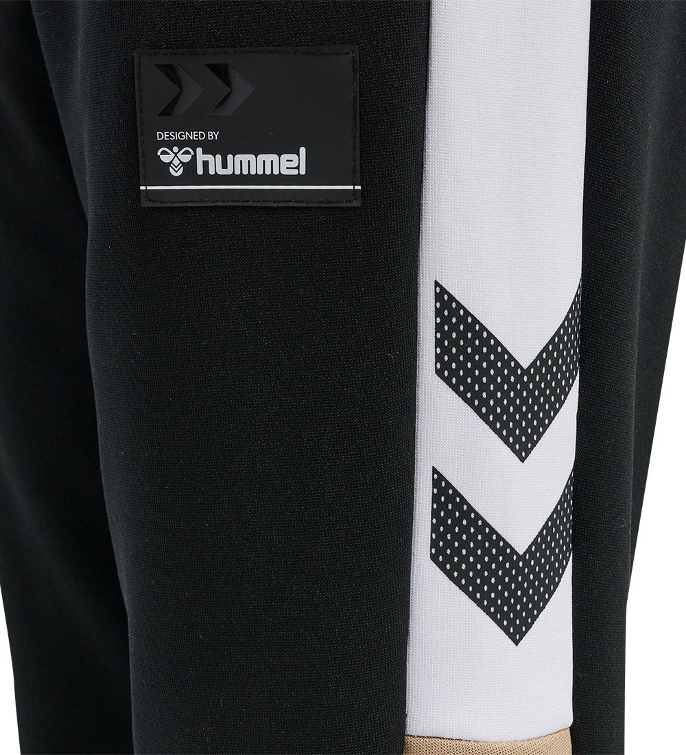 Hummel Træningsbukser - hmlJon - Sort m. Hvid/Beige