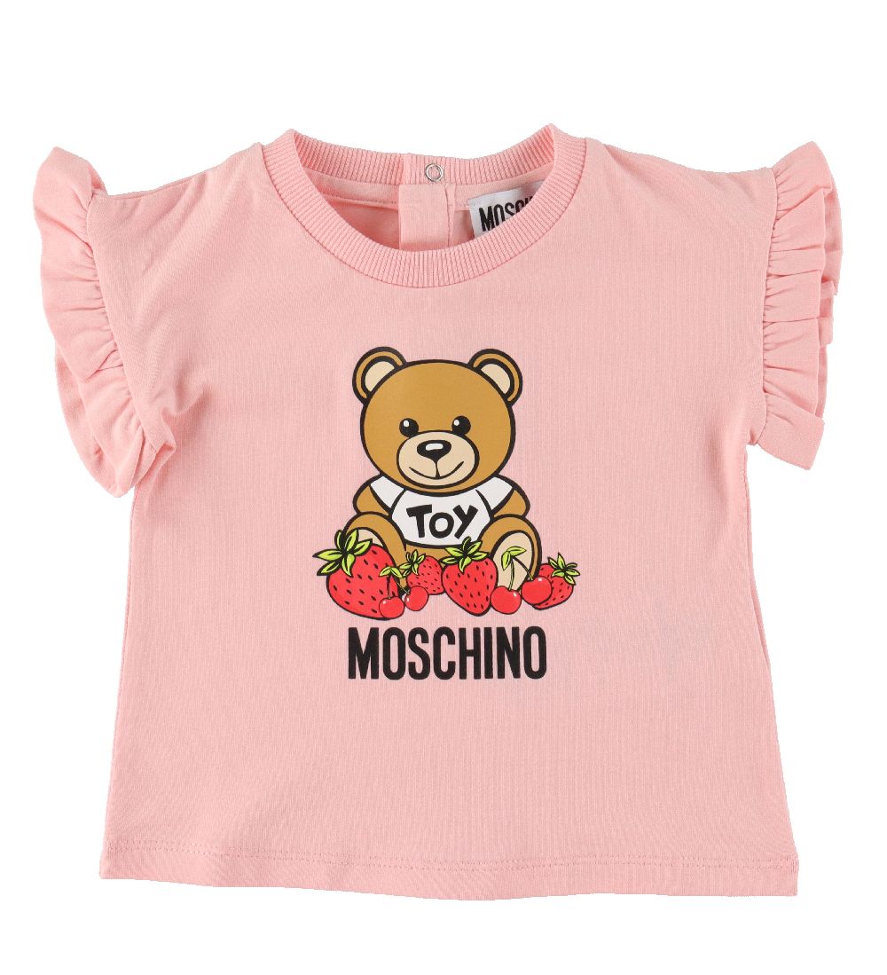 Moschino T-Shirt/Shorts - Rosa/Hvid m. Print