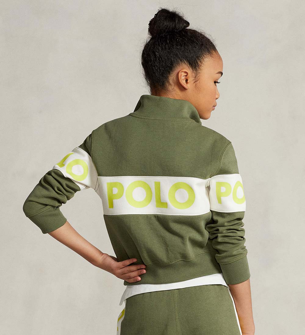 Polo Ralph Lauren Bluse - Next Gen - Olive m. Hvid/Gul