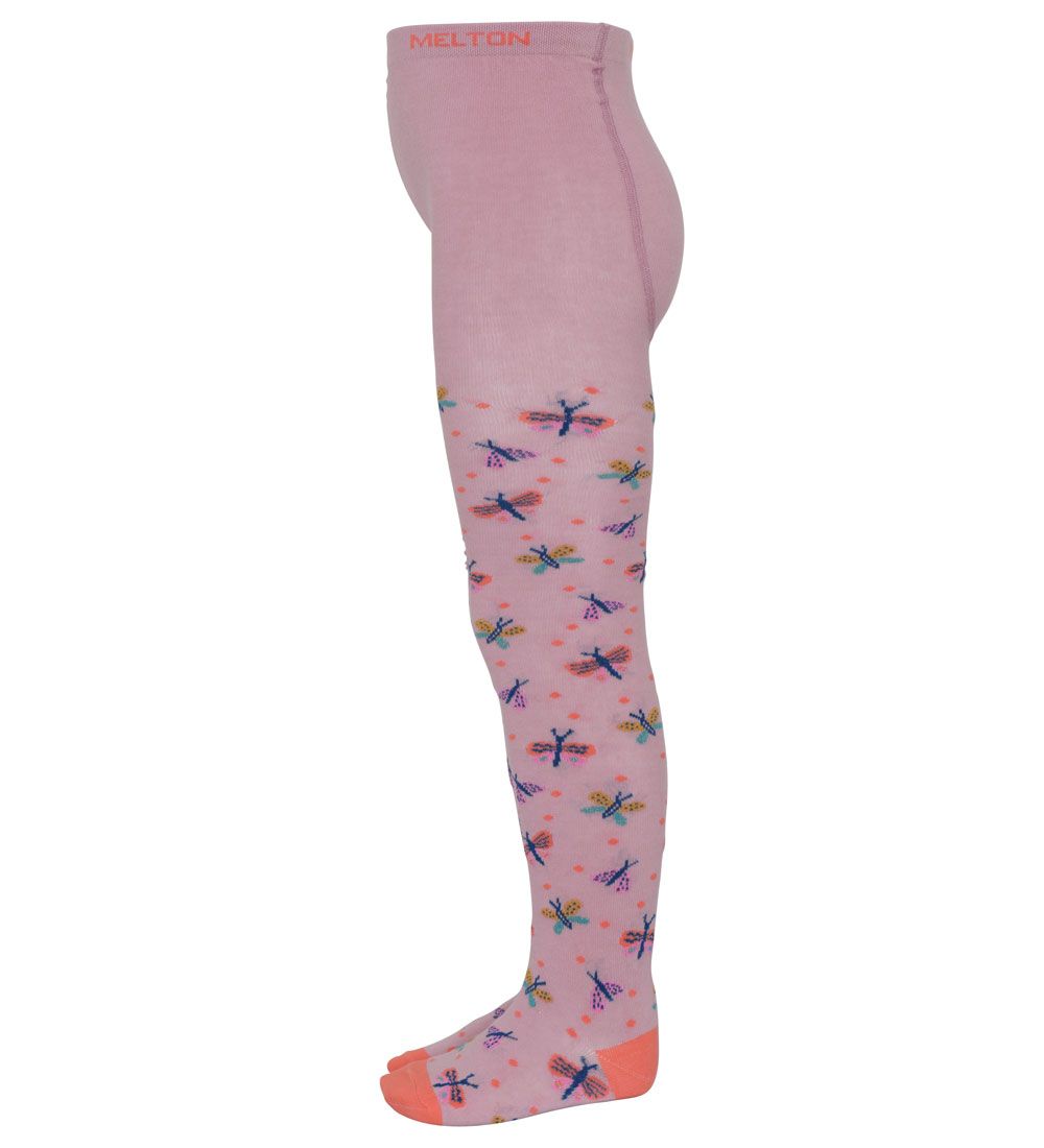 Melton Strømpebukser - Butterfly Dot - Alt Rosa