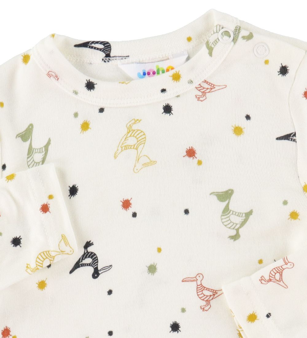 Joha Bluse - Bambus - Hvid m. Pelikaner