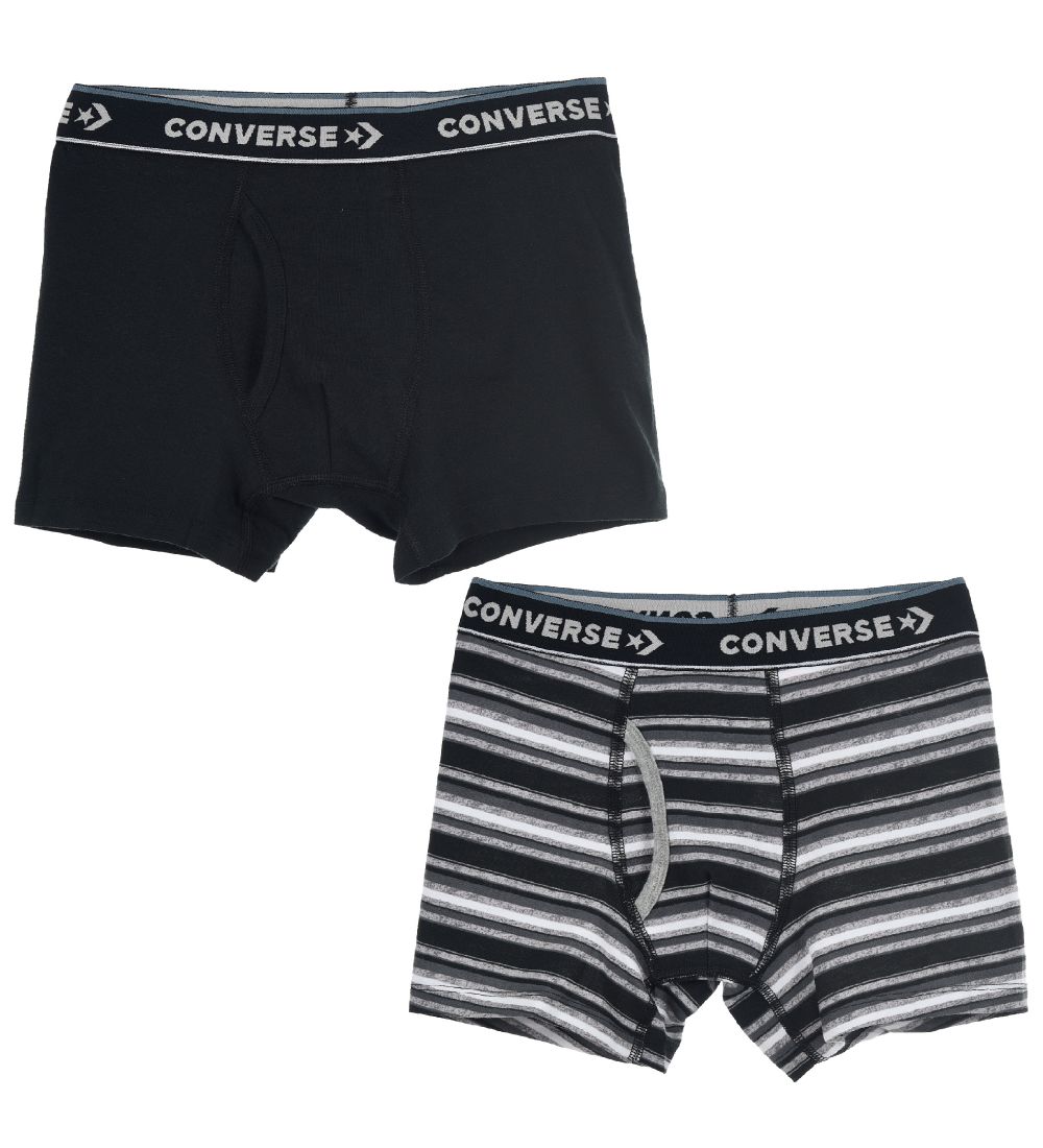 Converse Boxershorts - 2-pak - Sort/Gråstribet
