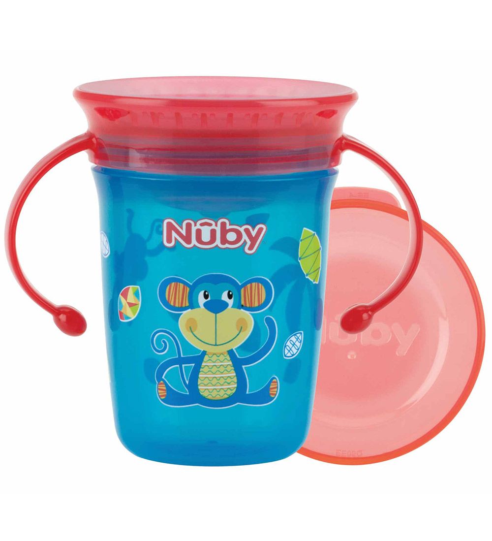 Nuby Drikkekop m. Håndtag - 240ml - Blå m. Print