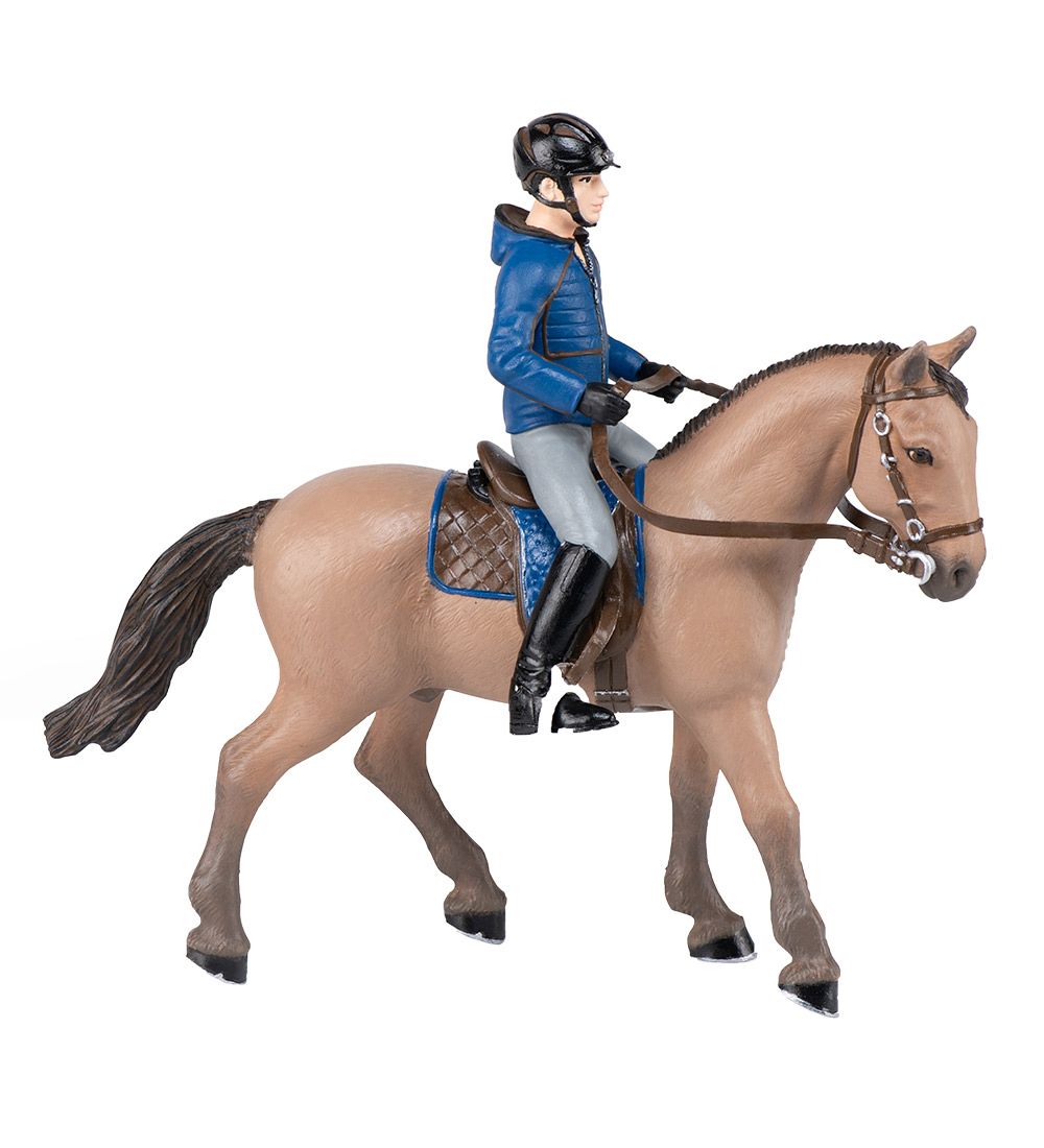 Papo Hest m. Mandlig Rytter - H: 13 cm