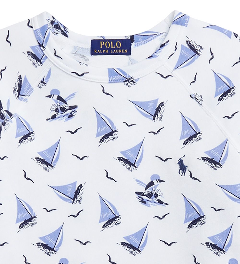 Polo Ralph Lauren Sweatshirt - Classics - Hvid/Blå m. Sejlskibe