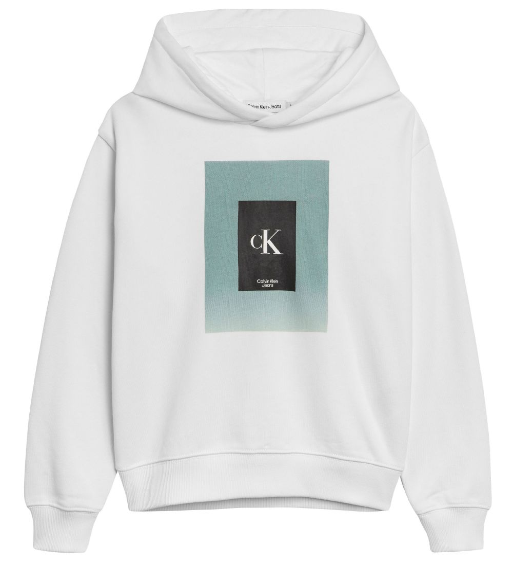 Calvin Klein Hættetrøje - Gradient Box Logo - Bright White