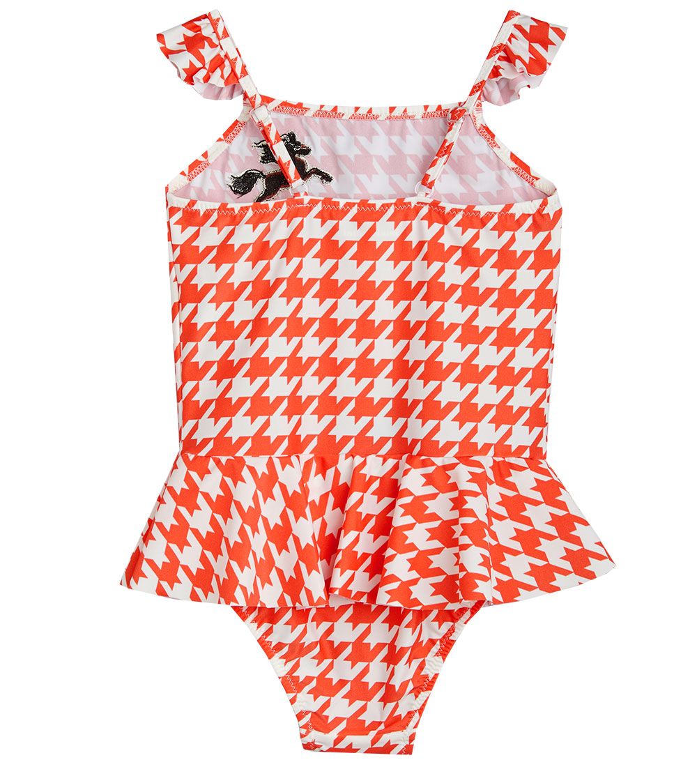 Mini Rodini Badedragt - UV50+ - Houndstooth - Rød/Hvid