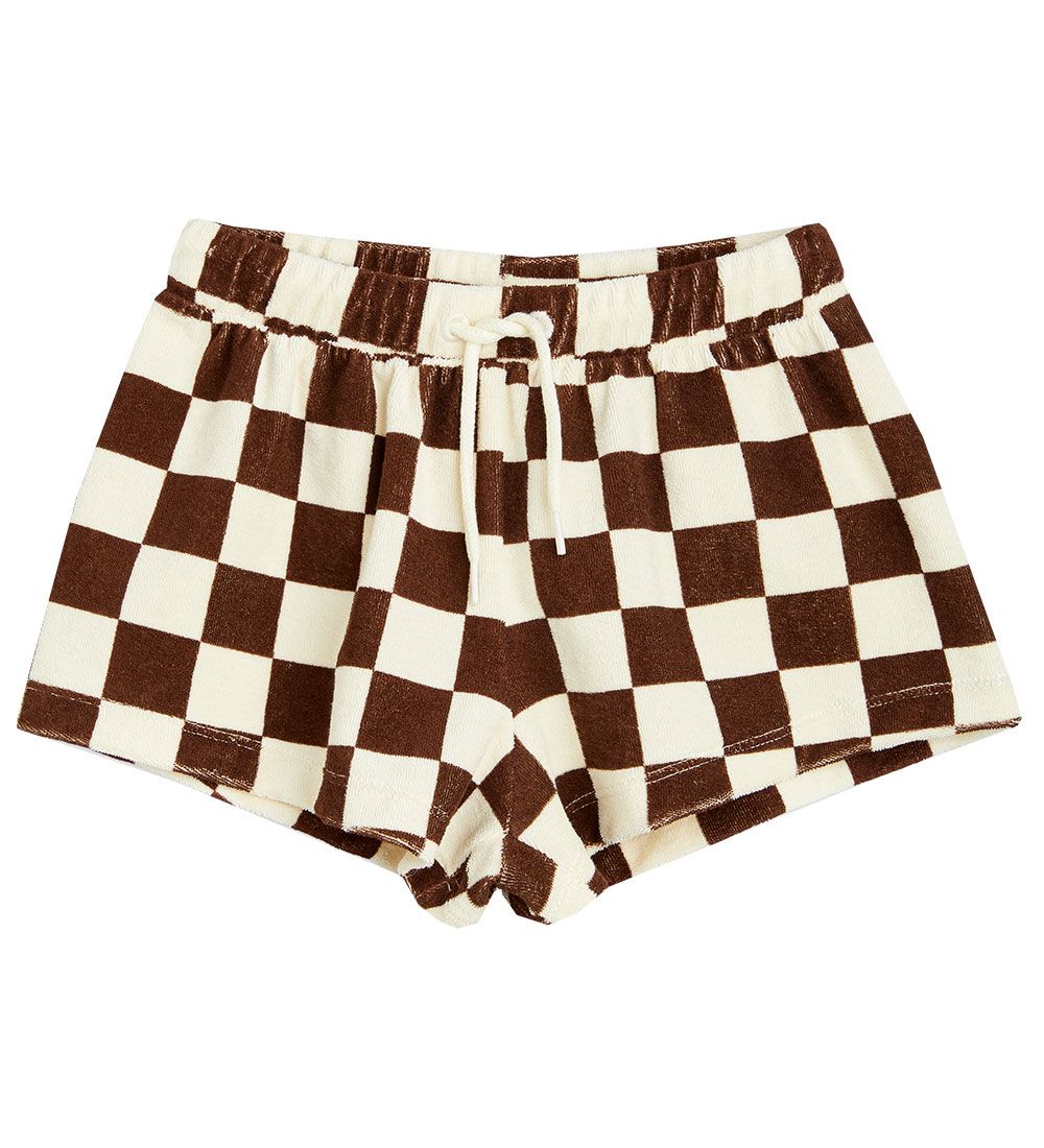 Mini Rodini Shorts - Chess Check Terry - Brun/Hvid