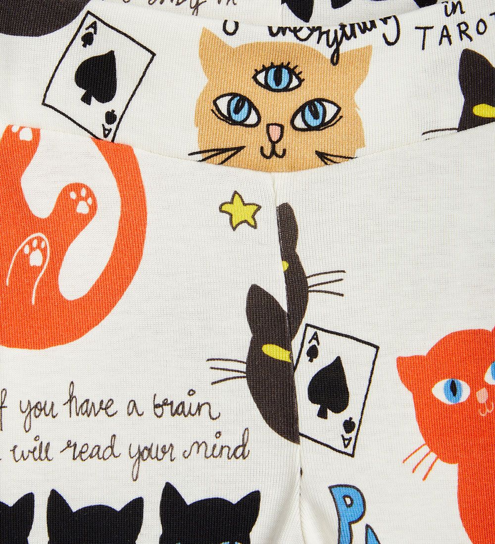 Mini Rodini Leggings - Clairvoyant Cats - Hvid/Multifatvet