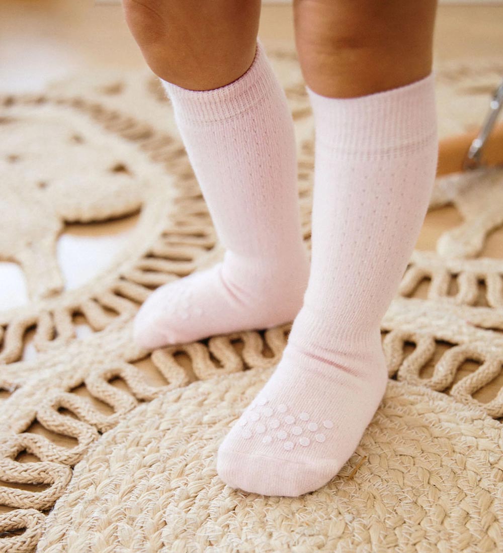 DÉT Denmark Skridsikre Knæstrømper - Pointelle - Soft Rose