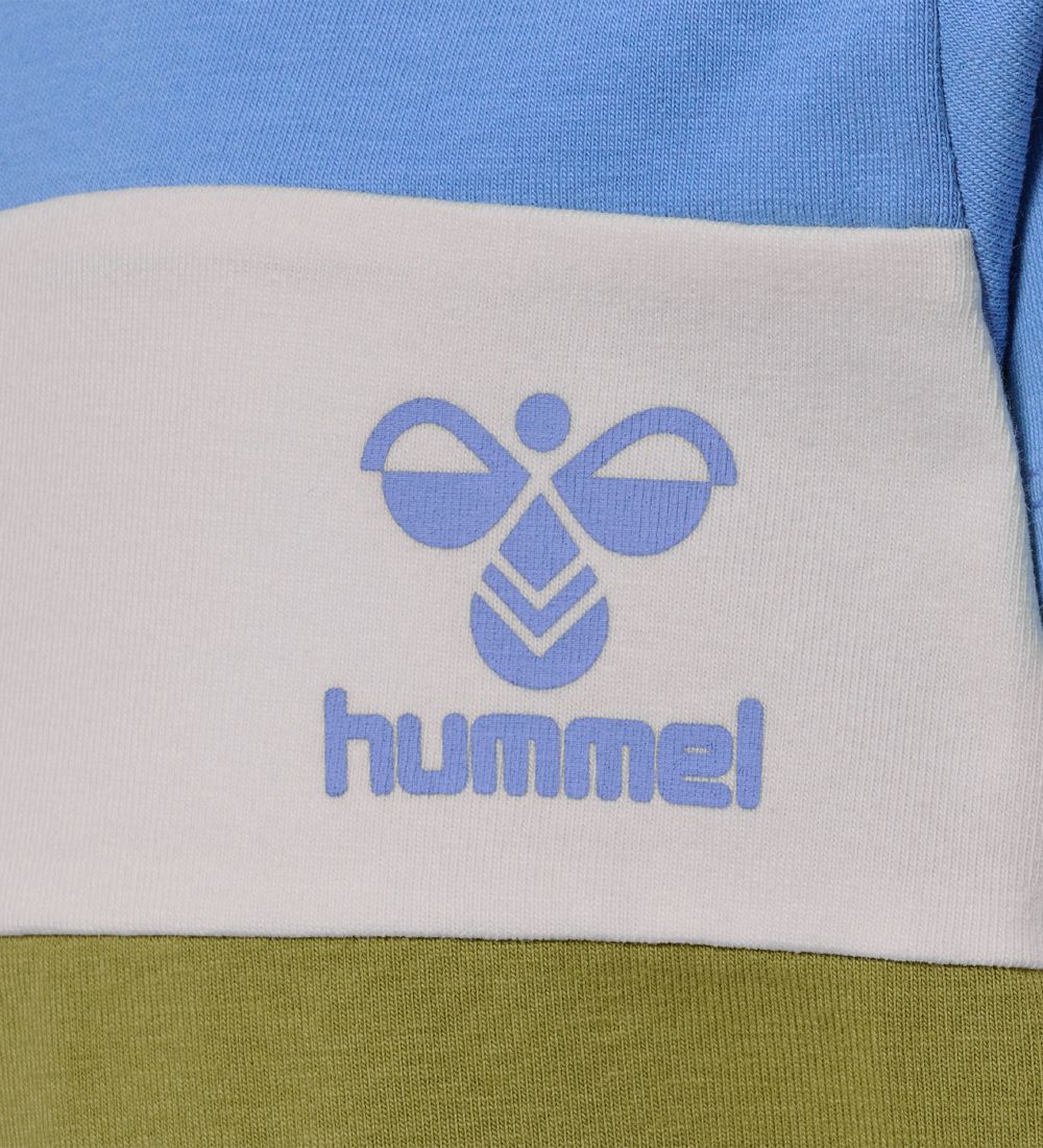 Hummel T-Shirt - HmlGlad - Block - Silver Lake Blue/Green Olive