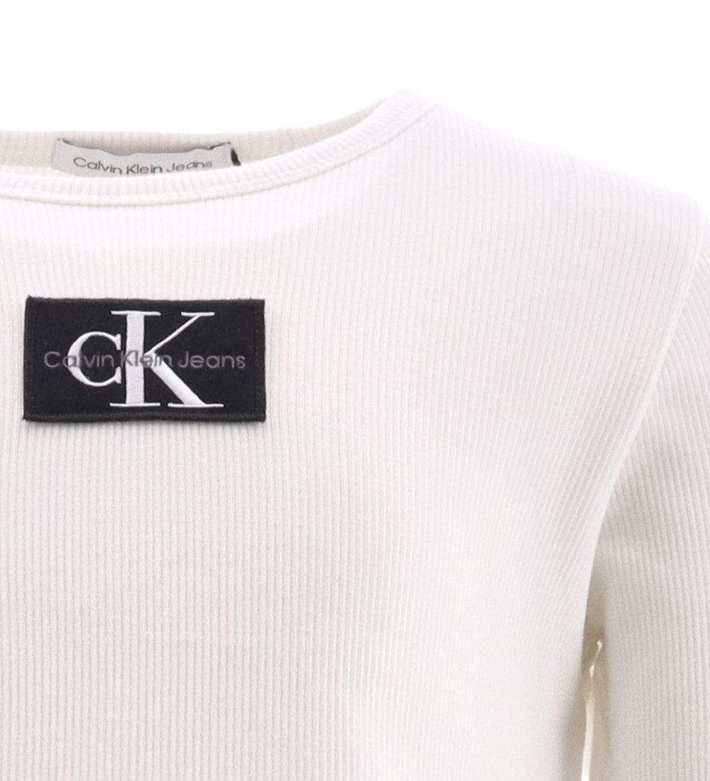 Calvin Klein Bluse - Rib - Badge - Ivory