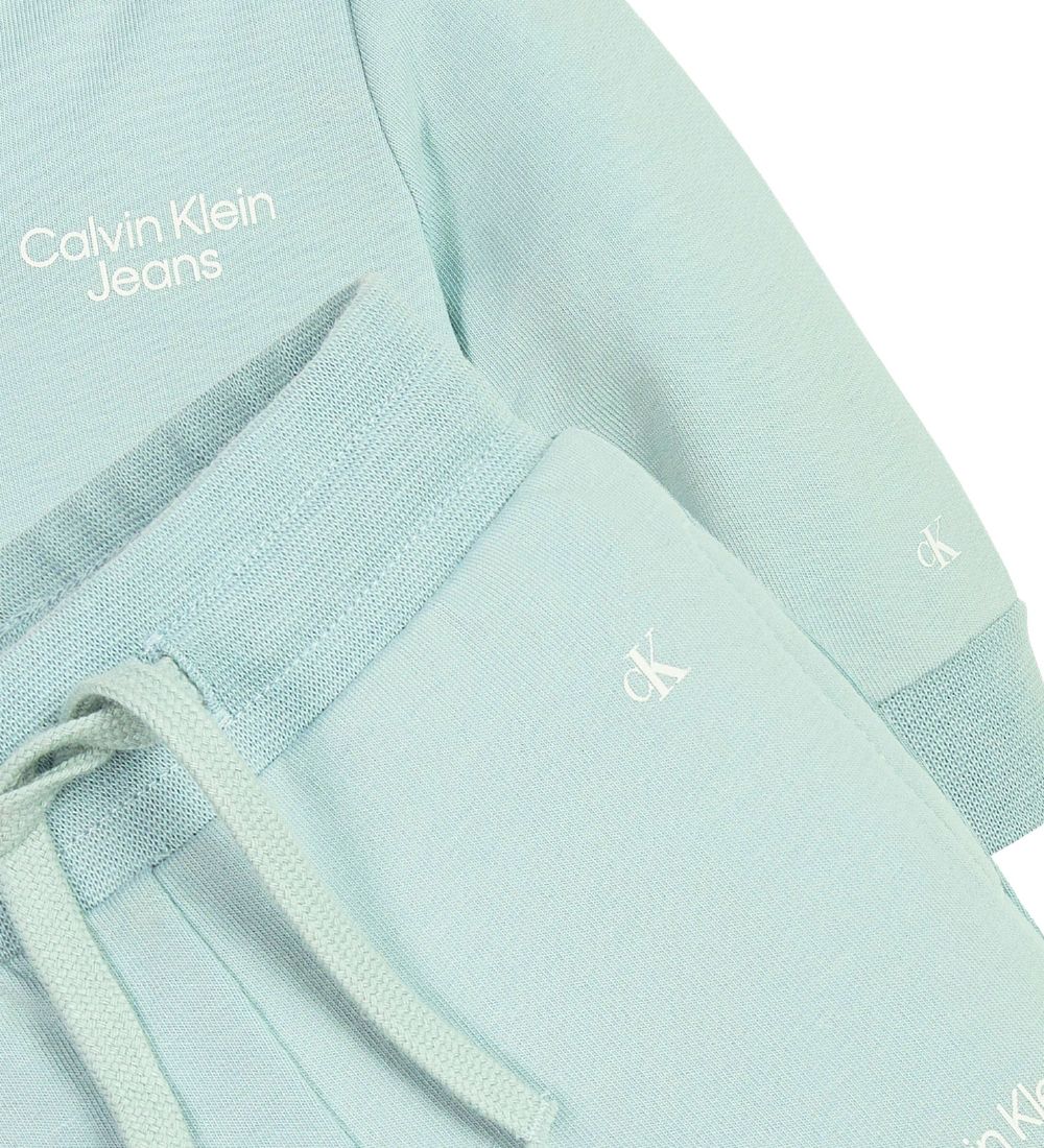 Calvin Klein Cardigan/Bukser - Stack Logo Zip - Mured Aqua