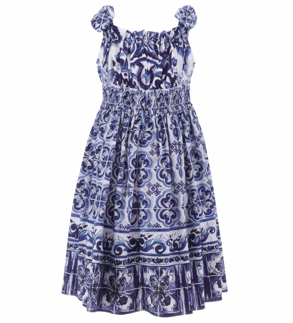 Dolce & Gabbana Kjole - Blu Mediterraneo - Hvid m. Blå