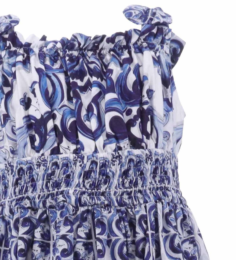 Dolce & Gabbana Kjole - Blu Mediterraneo - Hvid m. Blå