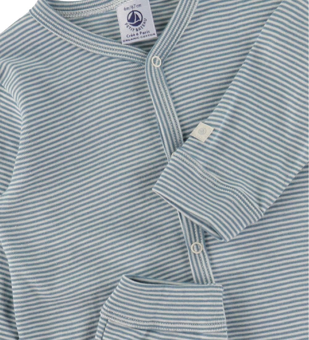 Petit Bateau Natdragt - Petroleum/Hvid