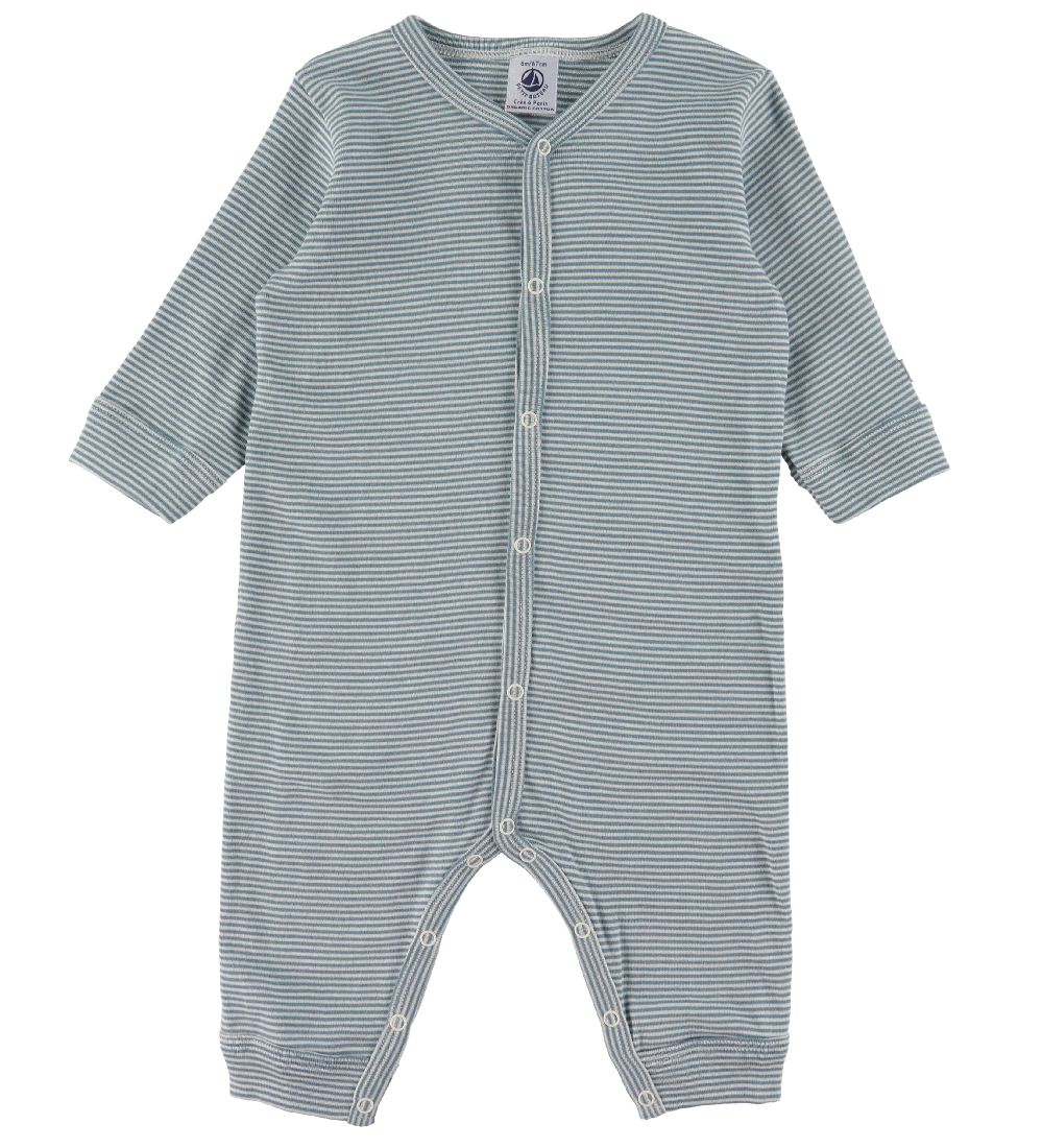 Petit Bateau Natdragt - Petroleum/Hvid