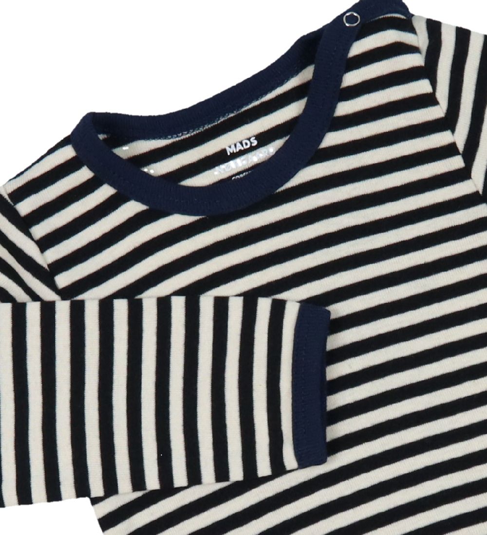 Mads Nørgaard Body l/æ - Soft Dou Striped - Off White/Black/Navy