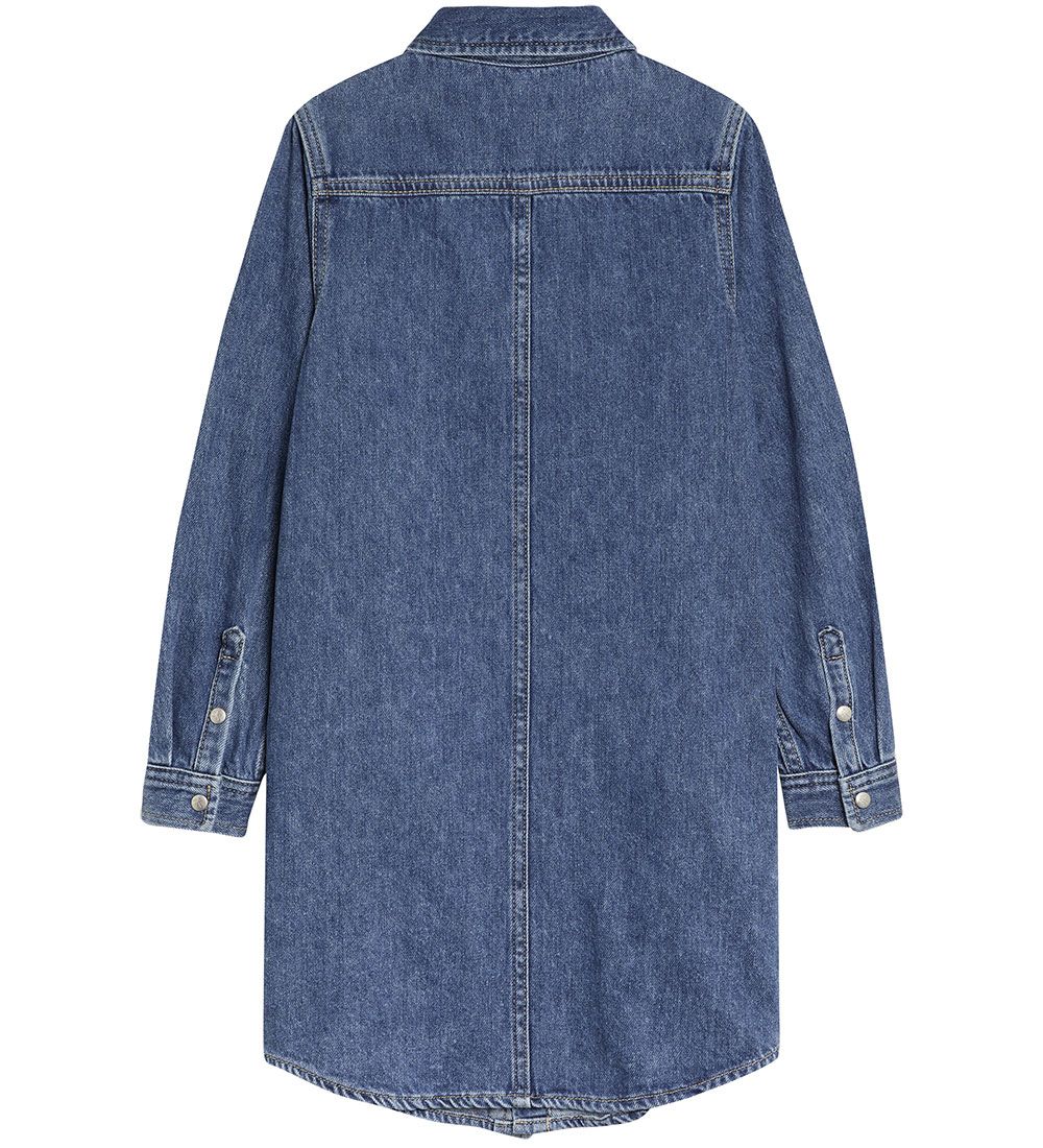 Calvin Klein Kjole - Utility Shirt Dress - Mid Blue