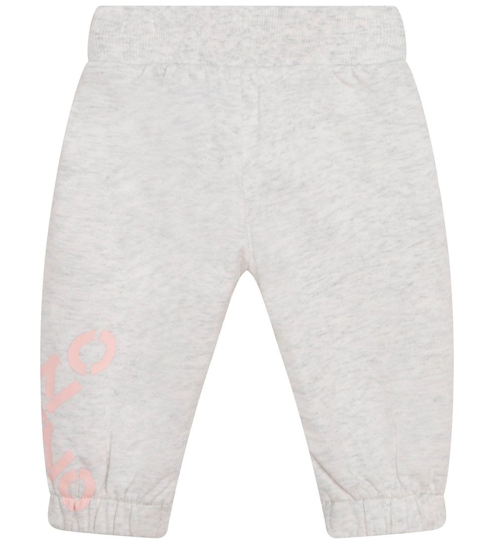 Kenzo Sweatpants - Lysegråmeleret m. Rosa