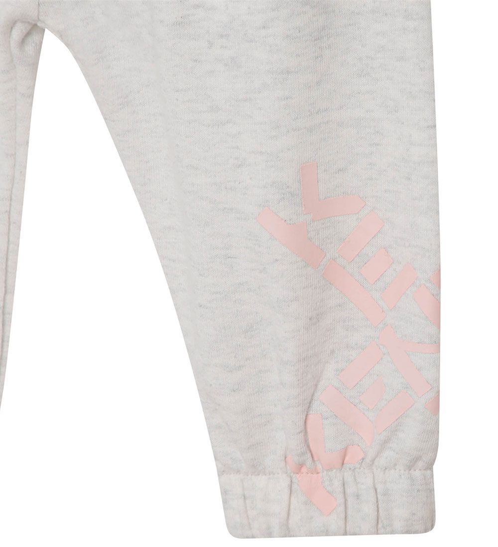 Kenzo Sweatpants - Lysegråmeleret m. Rosa