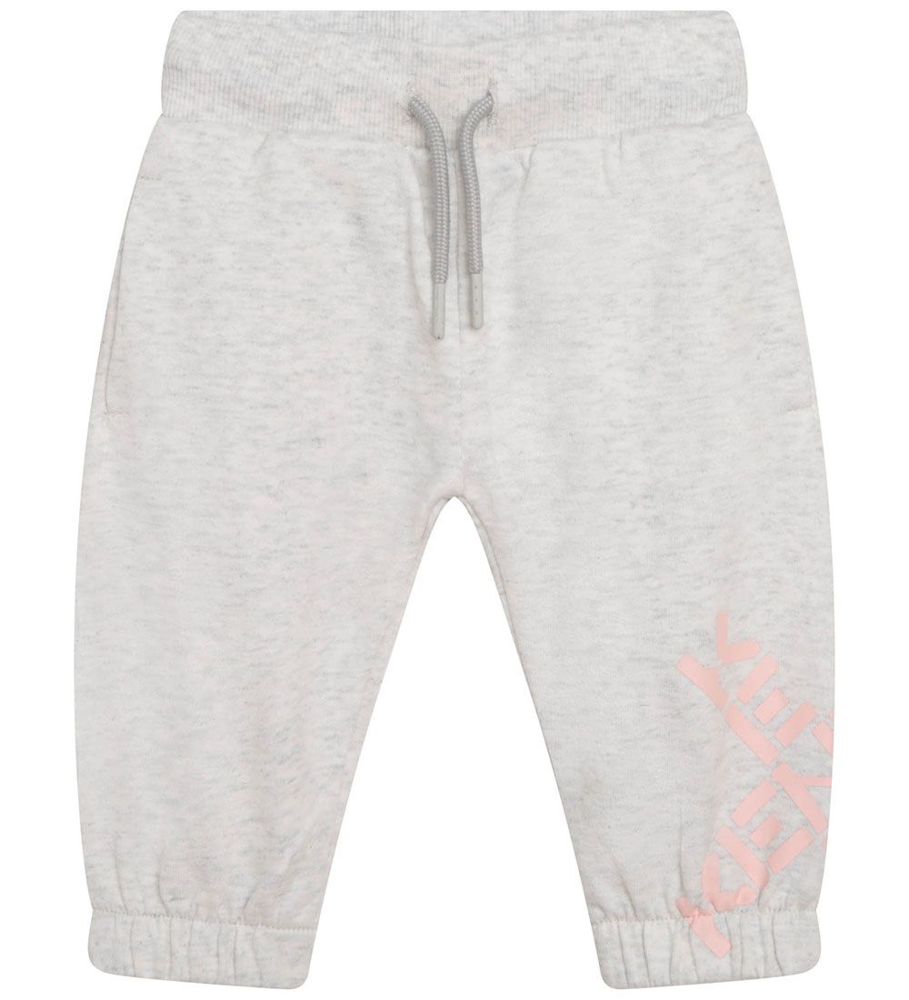Kenzo Sweatpants - Lysegråmeleret m. Rosa