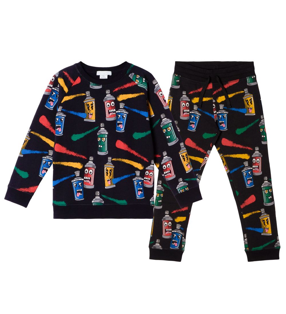 Stella McCartney Kids Sweatst - Painting Faces - Sort m. Sprayd