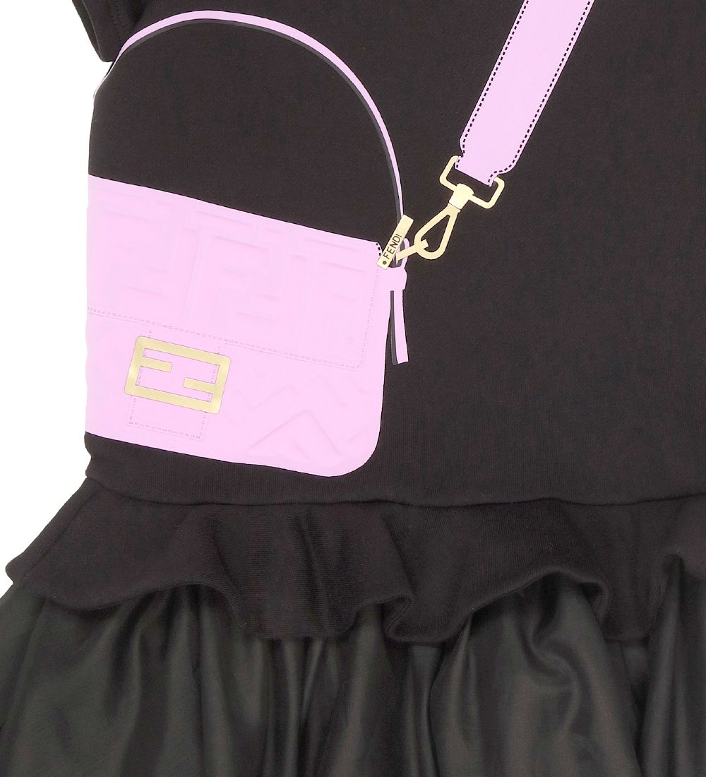 Fendi Kjole - Sort/Rosa m. Print