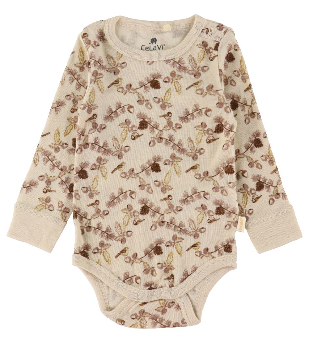 CeLaVi Body l/æ - Uld - Burlwood m. Print