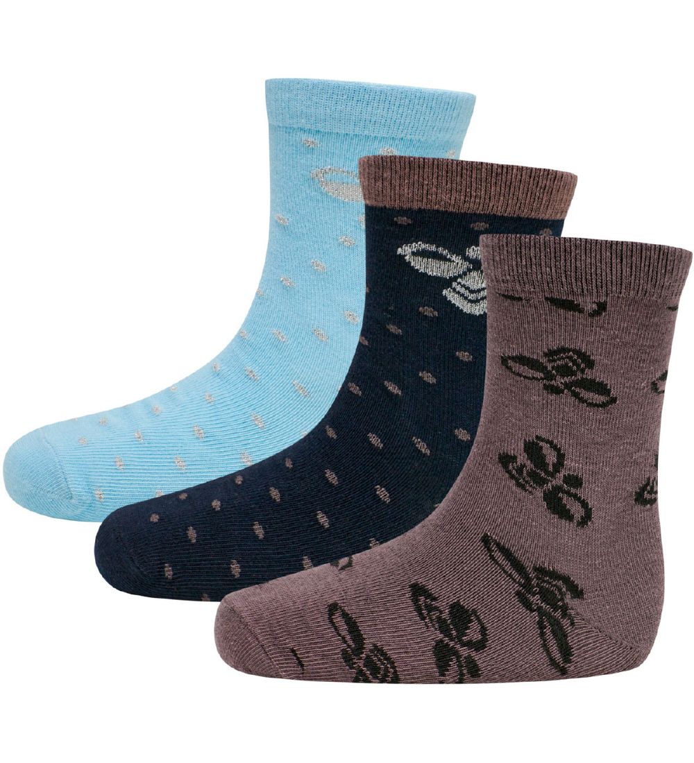 Hummel Strømper - 3-pak - HmlAlfie - Navy/Brun/Lyseblå