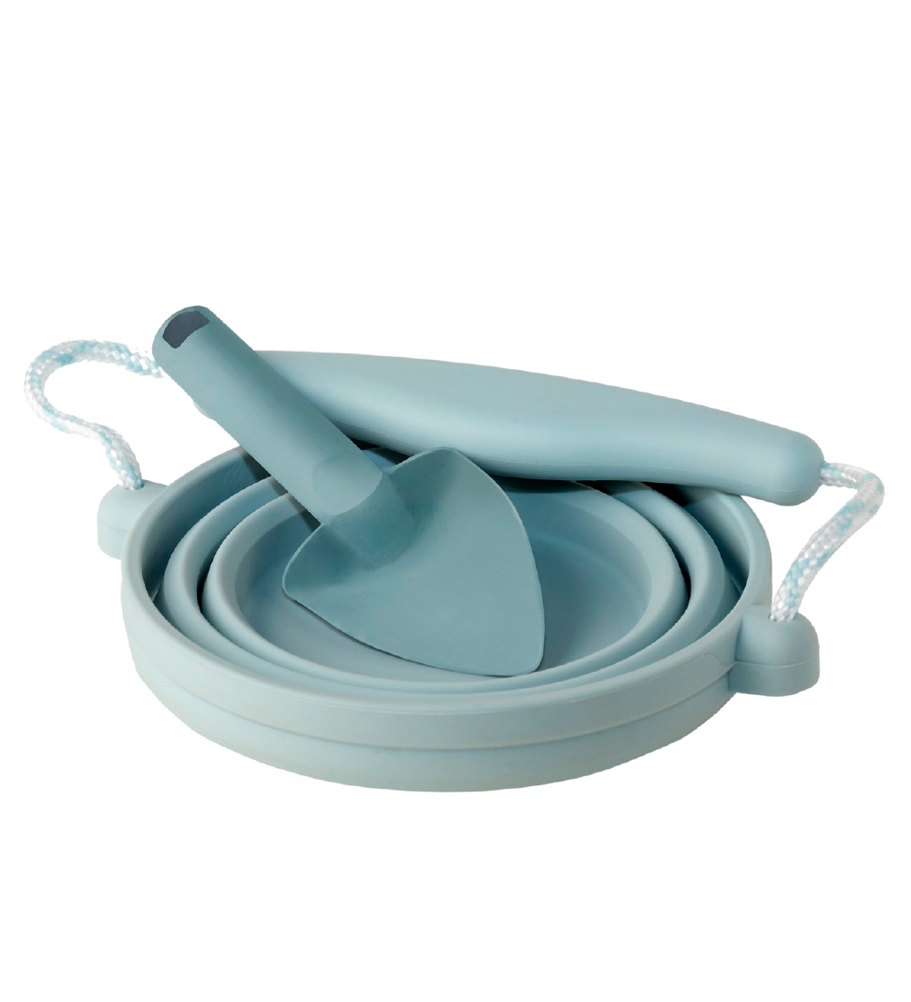Scrunch Foldbar Spand m. Skovl - Duck Egg Blue