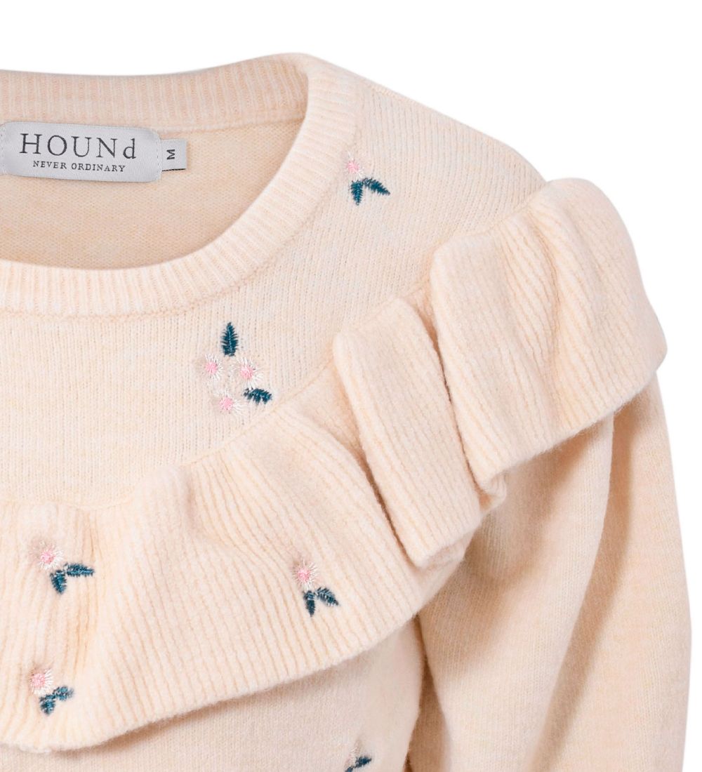 Hound Bluse - Strik - Off White m. Blomster
