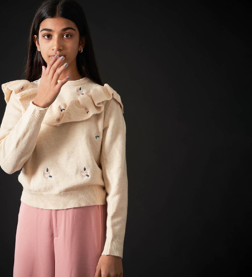 Hound Bluse - Strik - Off White m. Blomster