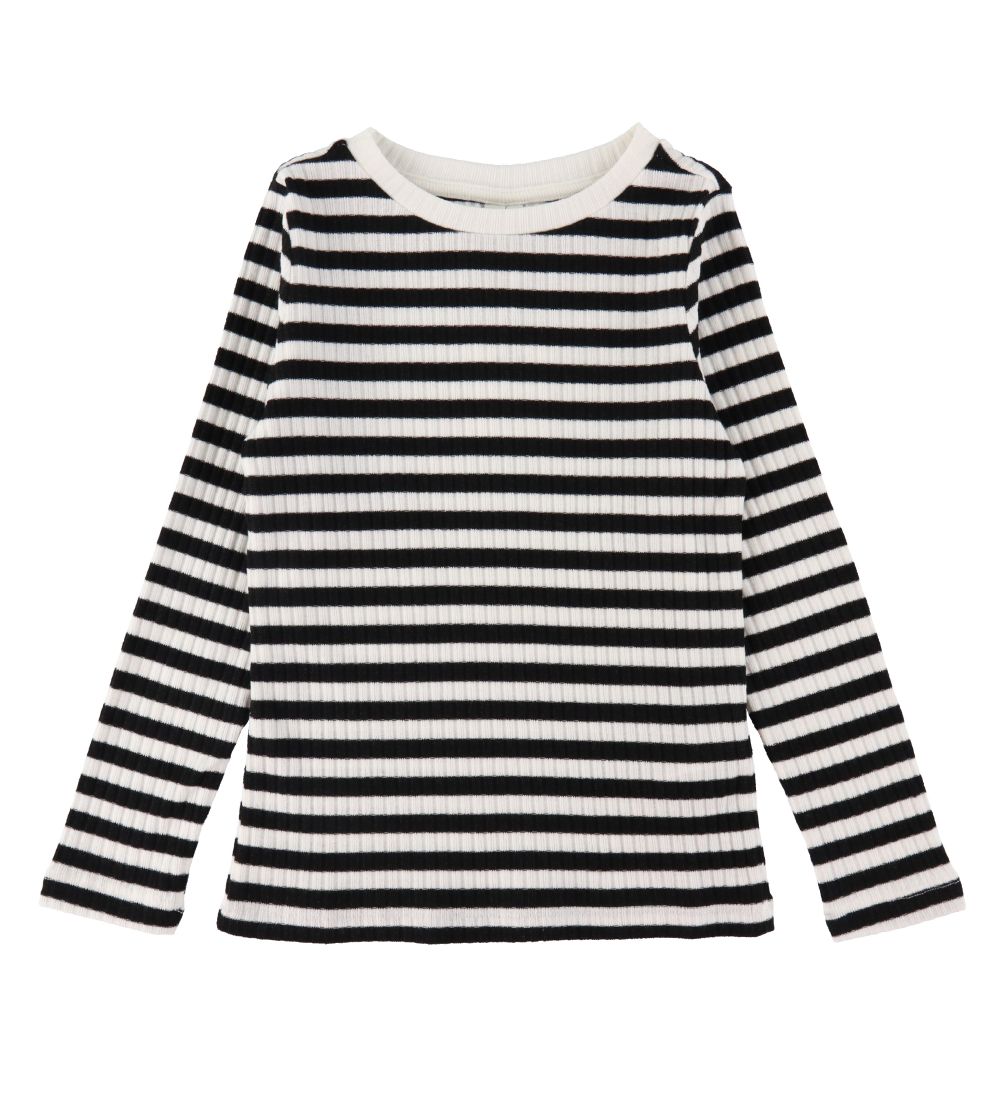 Pieces Kids Bluse - Noos - Rib - LpElly - Sort/Bright White