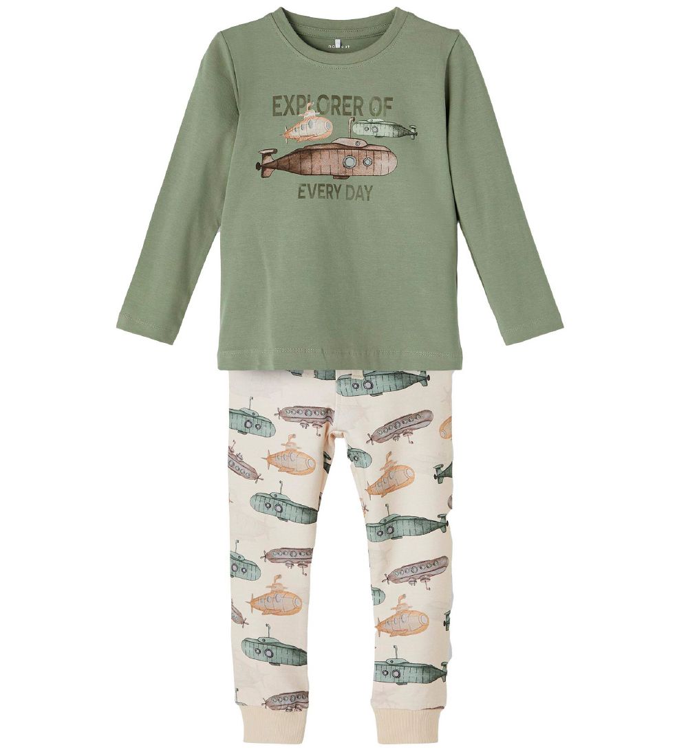 Name It Sæt - Bluse/Sweatpants - NmmFelix - Hedge Green